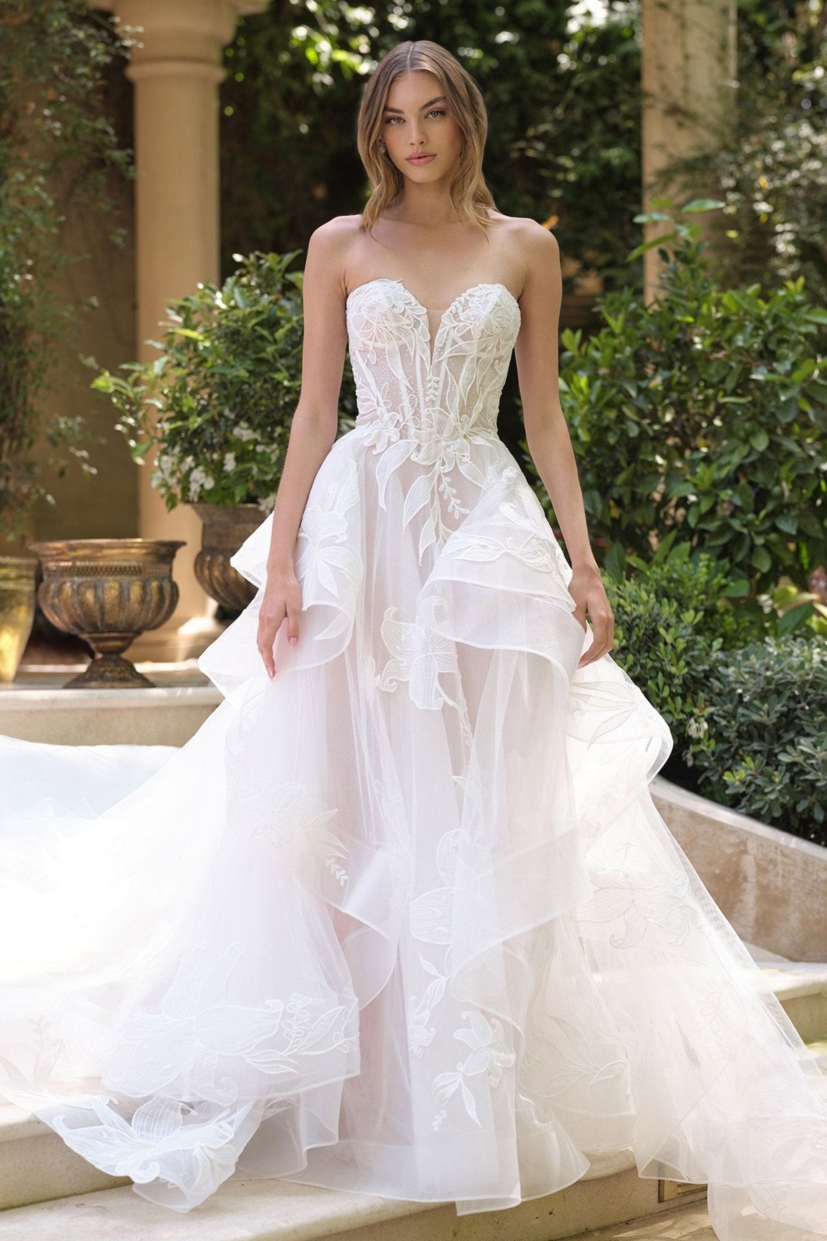 Eluned wedding dress in Off White-Nude, view 1