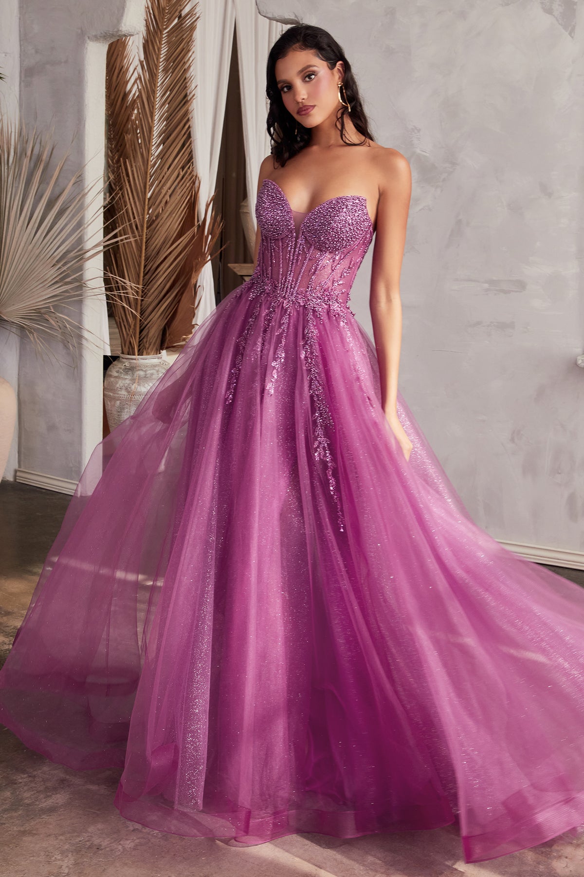Estela dress in Amethyst — front view