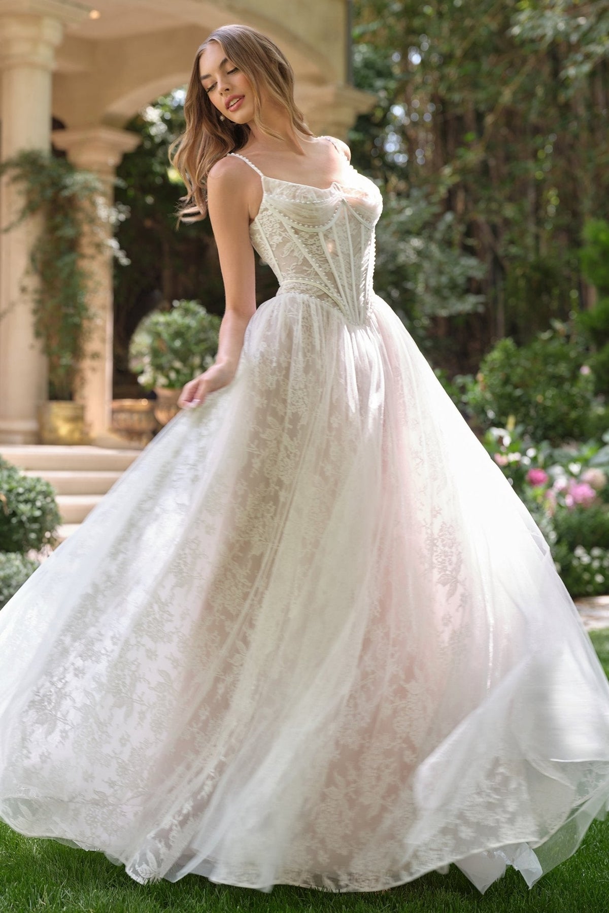 Fabiola wedding dress in Off White-Nude, view 1