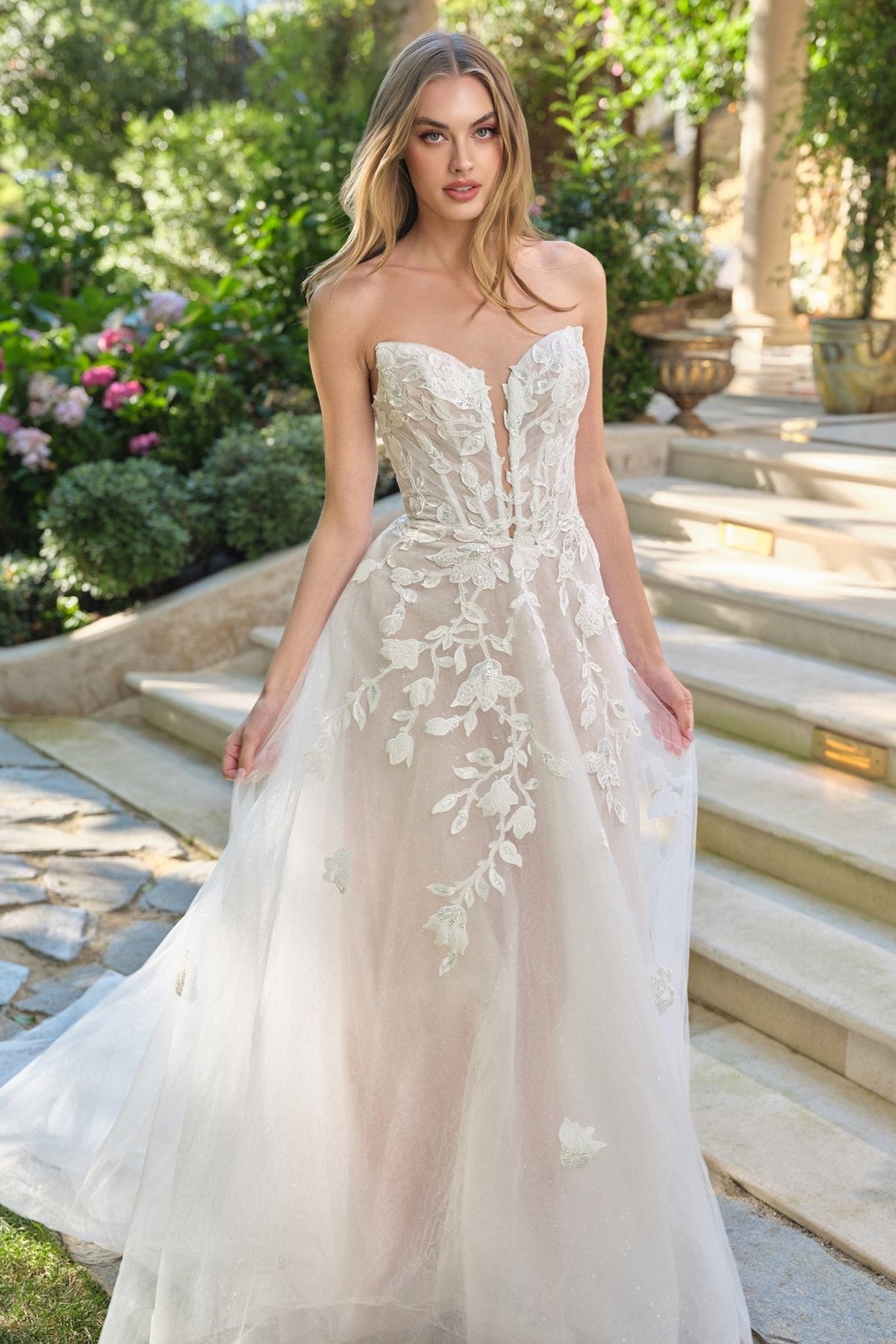 Faustina wedding dress in Off White-Nude, view 1