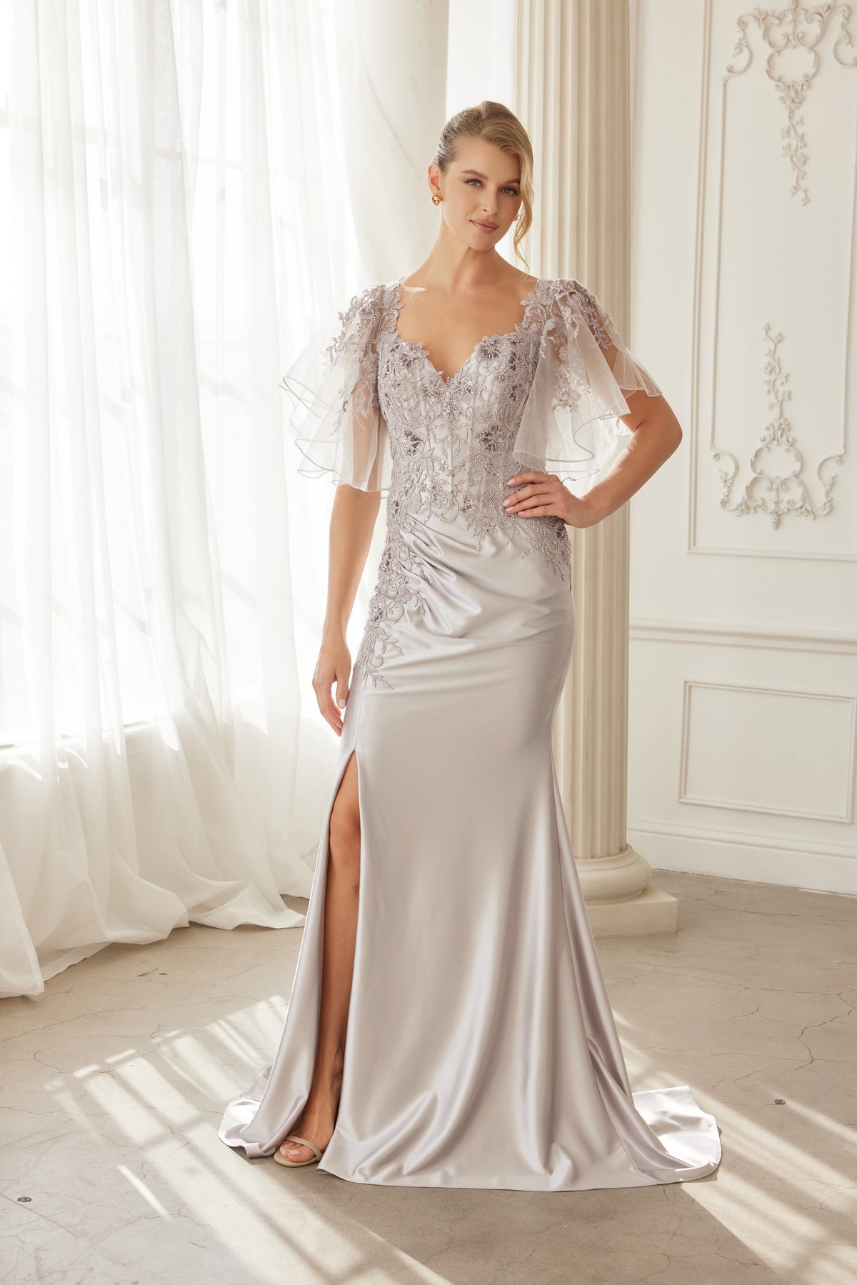 Gabriella evening dress in Silver
