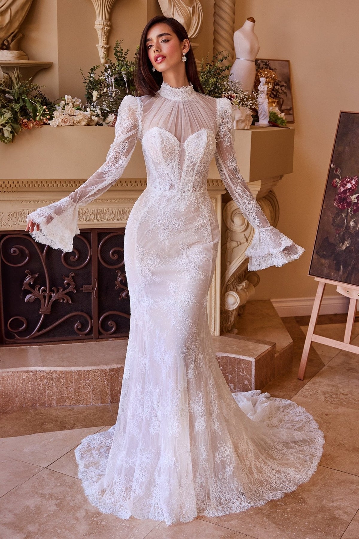 Gia wedding dress in Off White-Nude, view 1