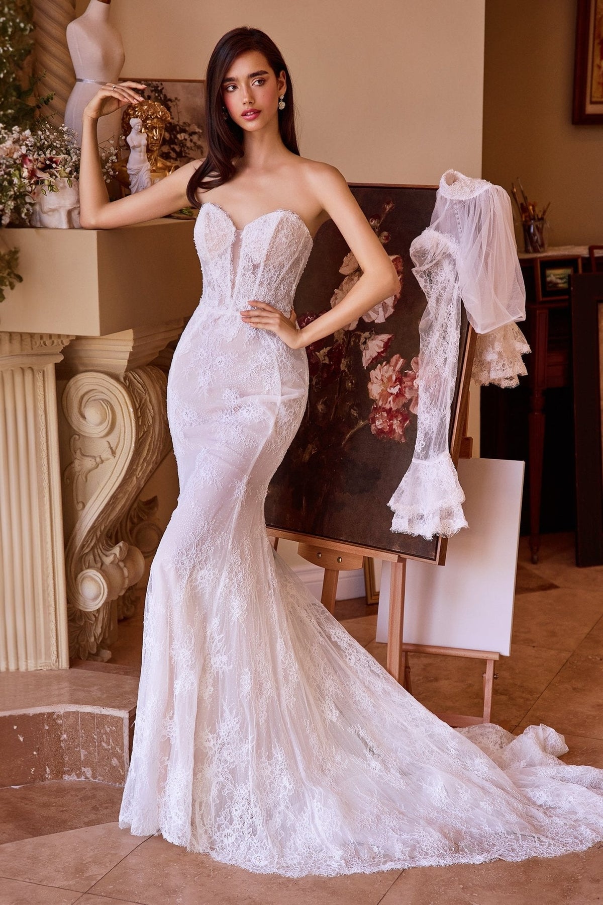 Gia wedding dress in Off White-Nude, view 2