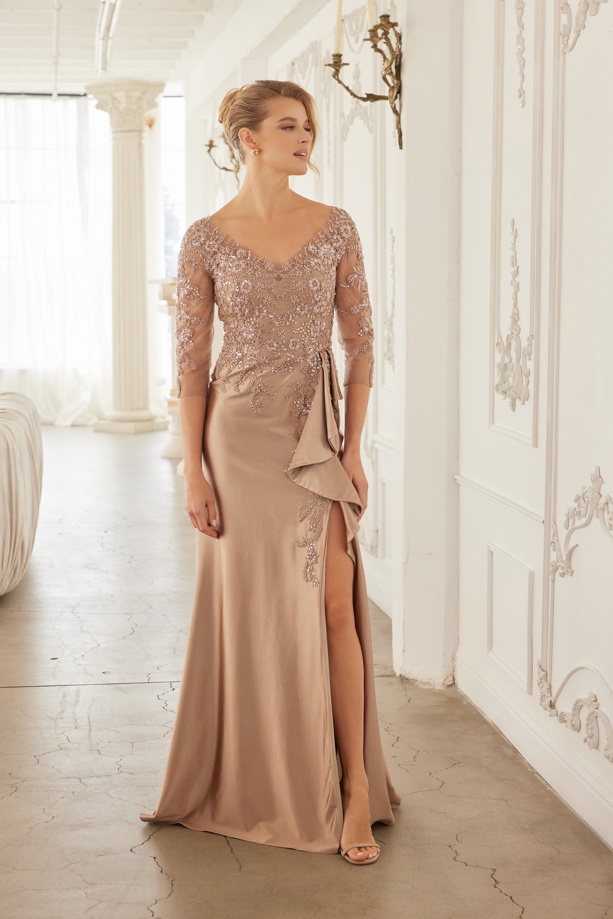 Letizia evening dress in Cappuccino