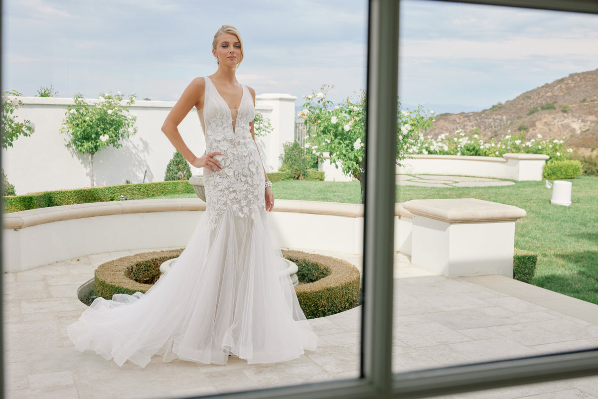 Marielle wedding dress in White &Nude