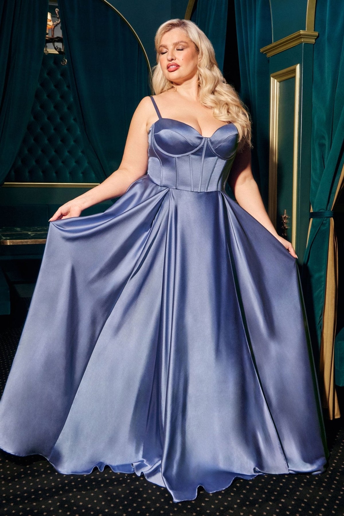 Musa Curve dress in Smoky Blue