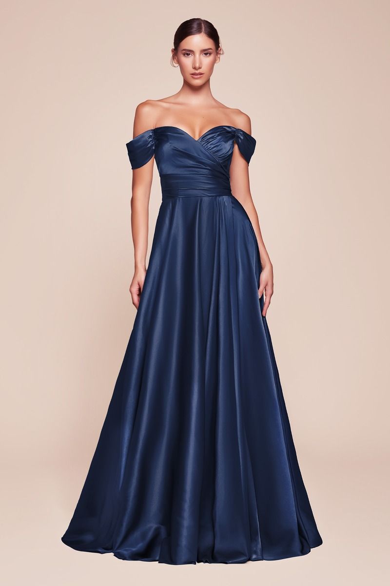 Natalie dress — Navy full-length front view.