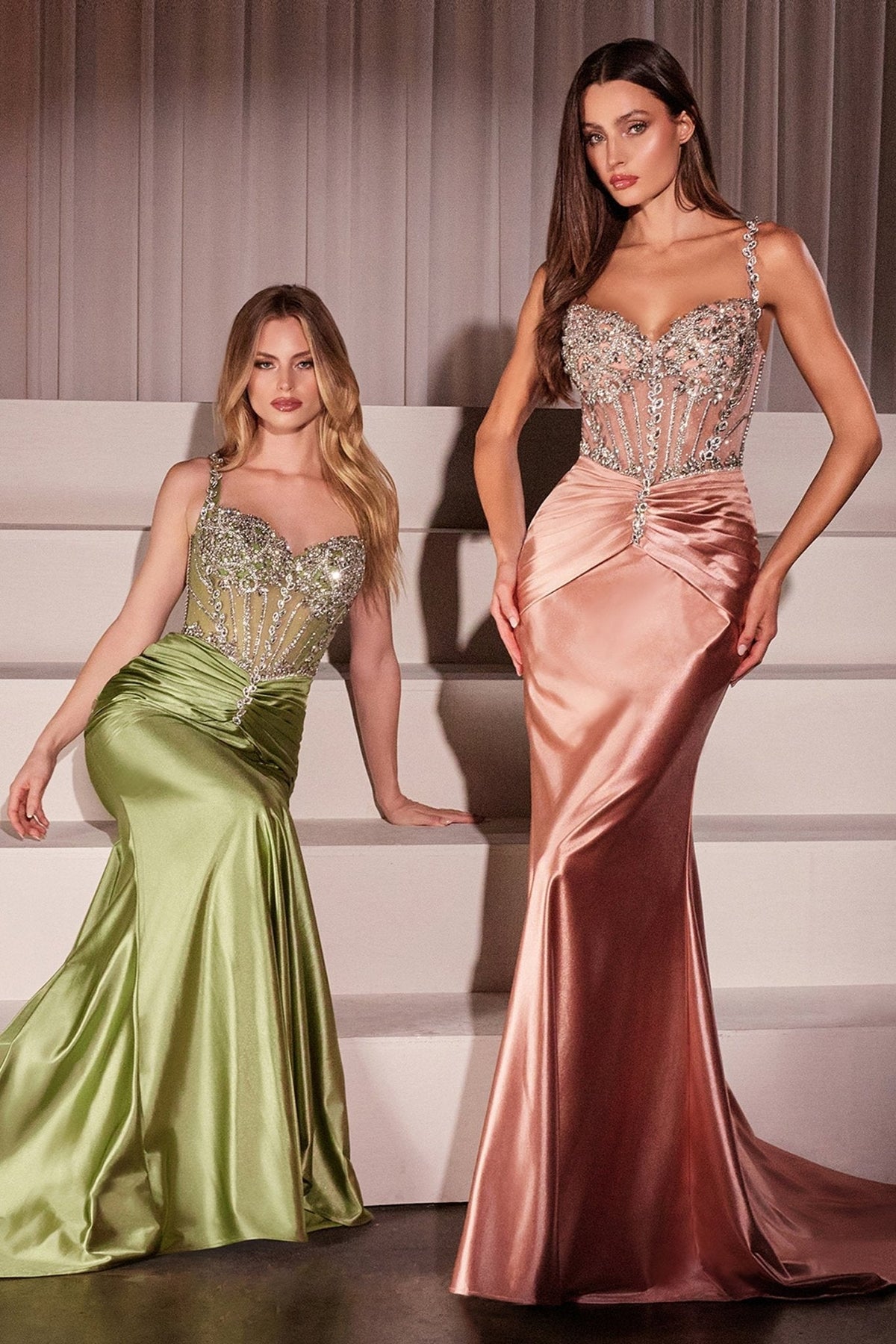 Nefertiti dress in Greenery and Rose Gold — group photo