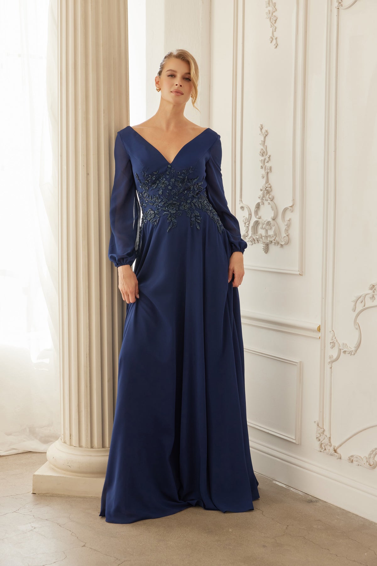 Rosaria evening dress in Navy Blue