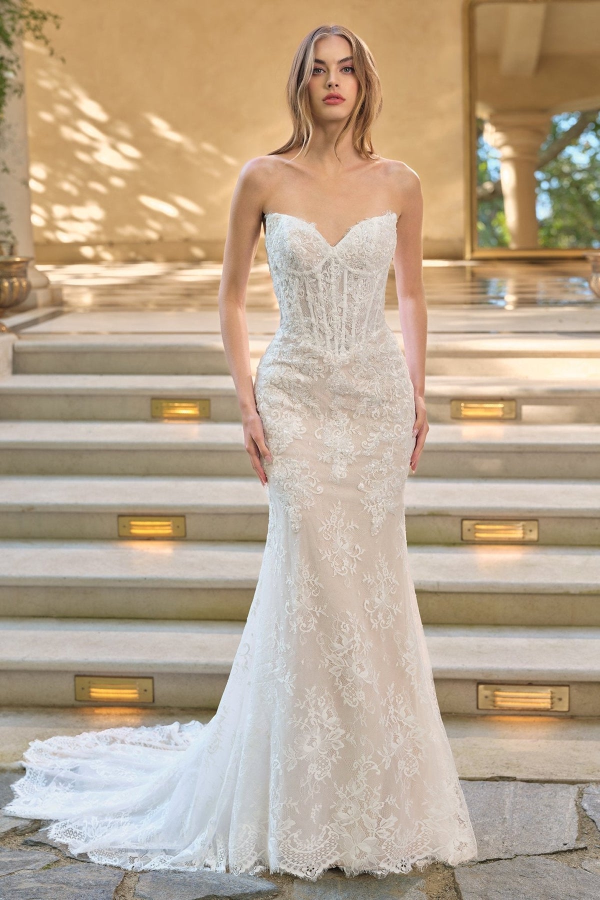 Taryn wedding dress in Off White-Nude, view 3
