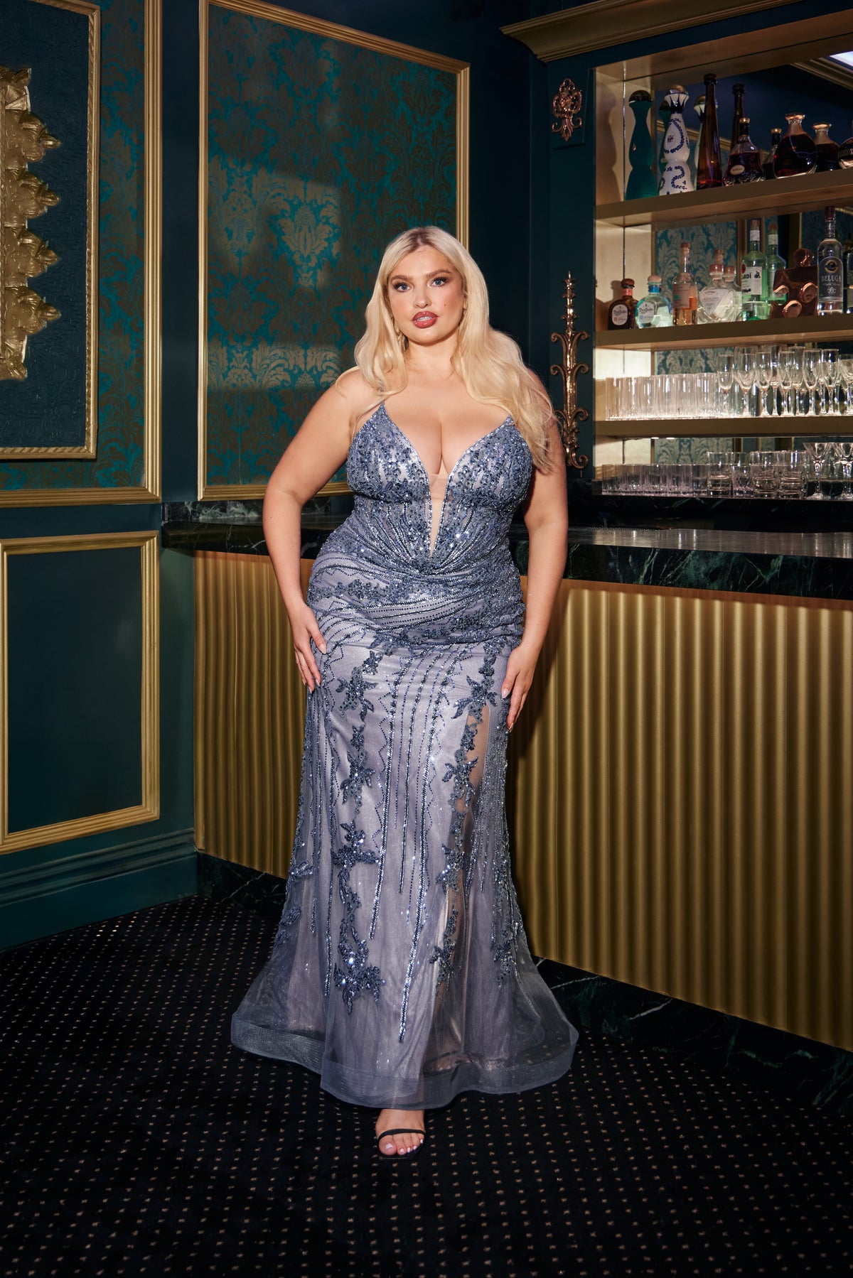 Patrick Curve — Smoky Blue dress