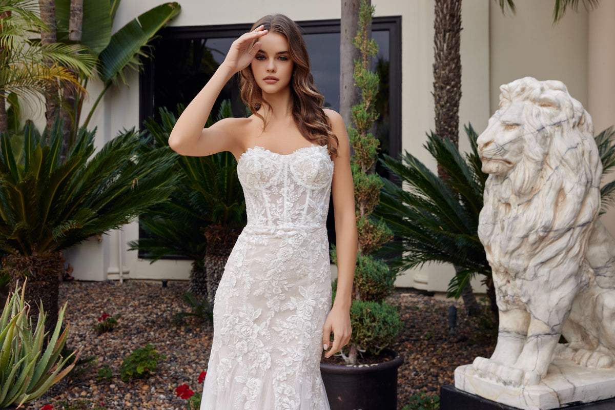 Vivienne wedding dress in White & Nude