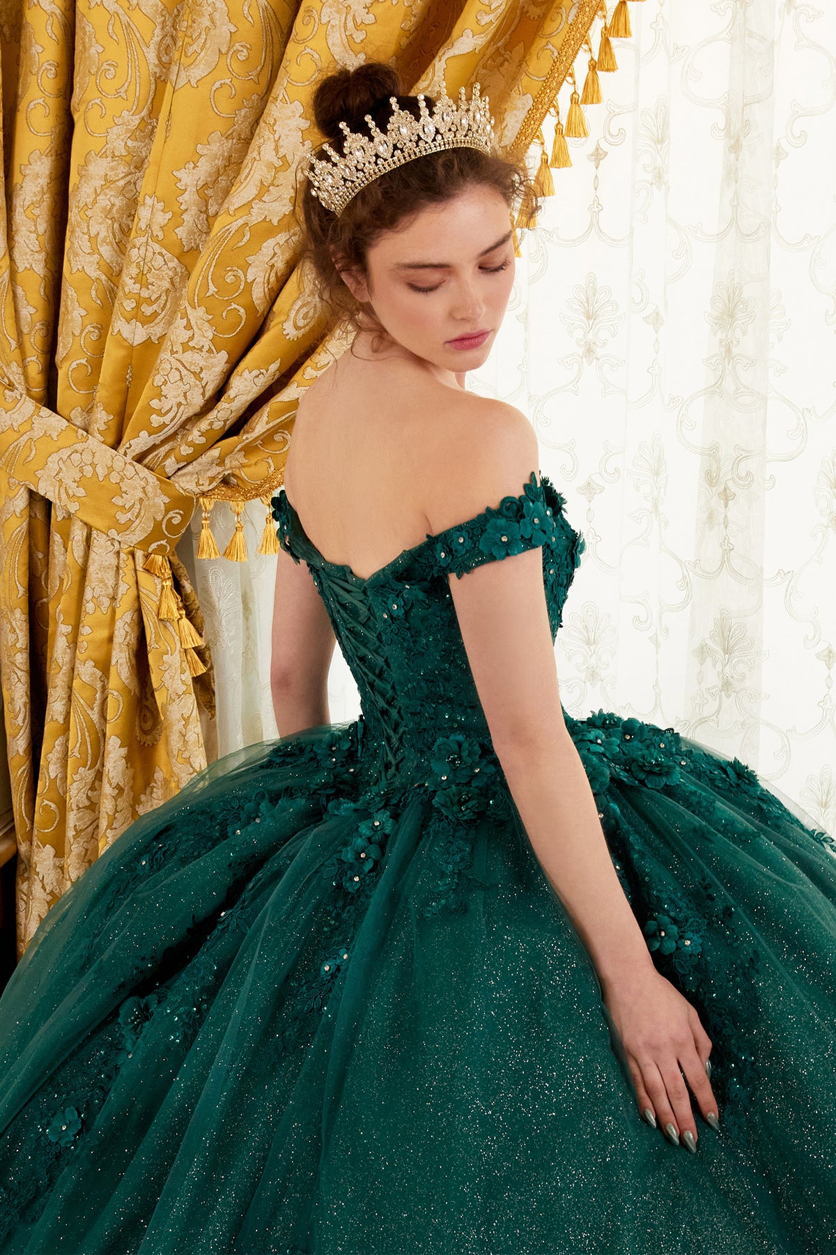 15702 quinceañera ball gown in Emerald, view 15