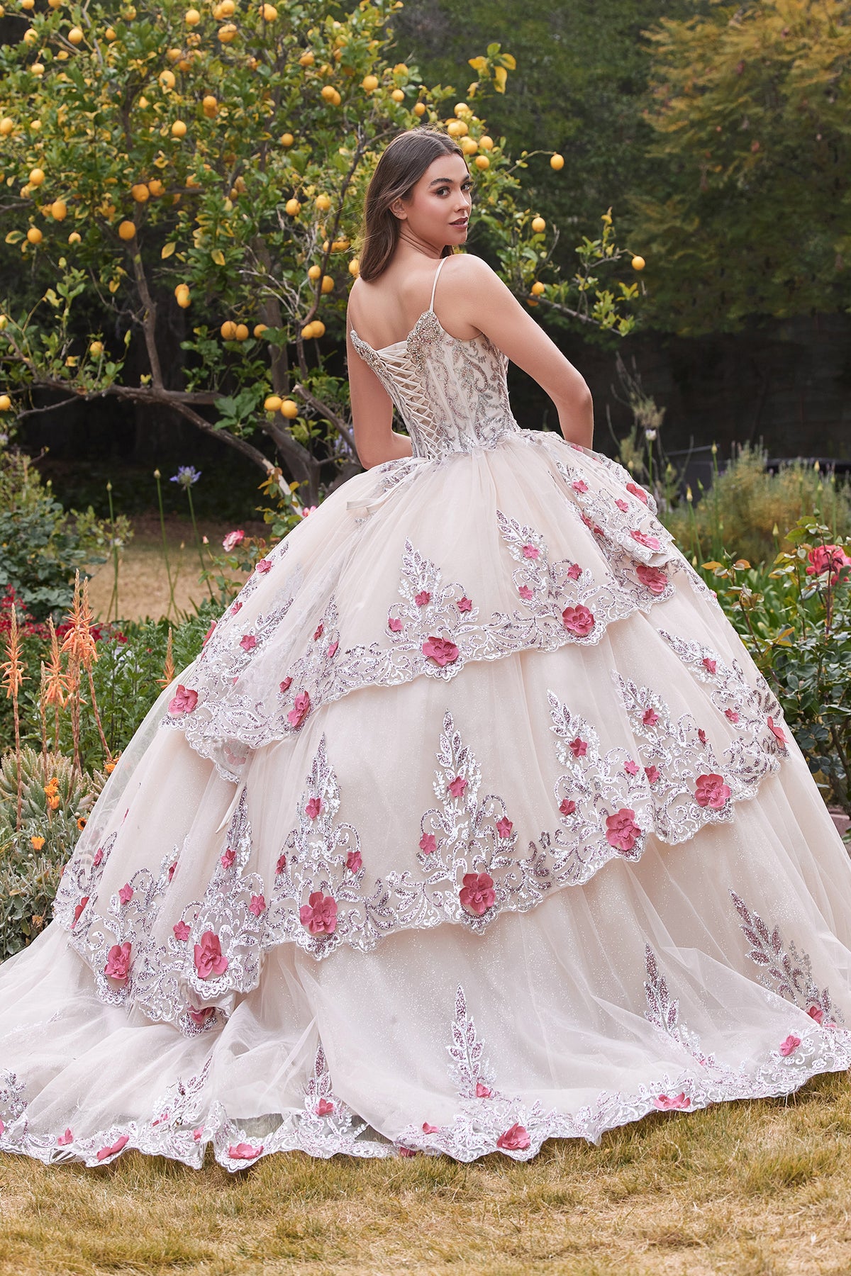 15703 quinceañera ball gown in Champagne, view 30