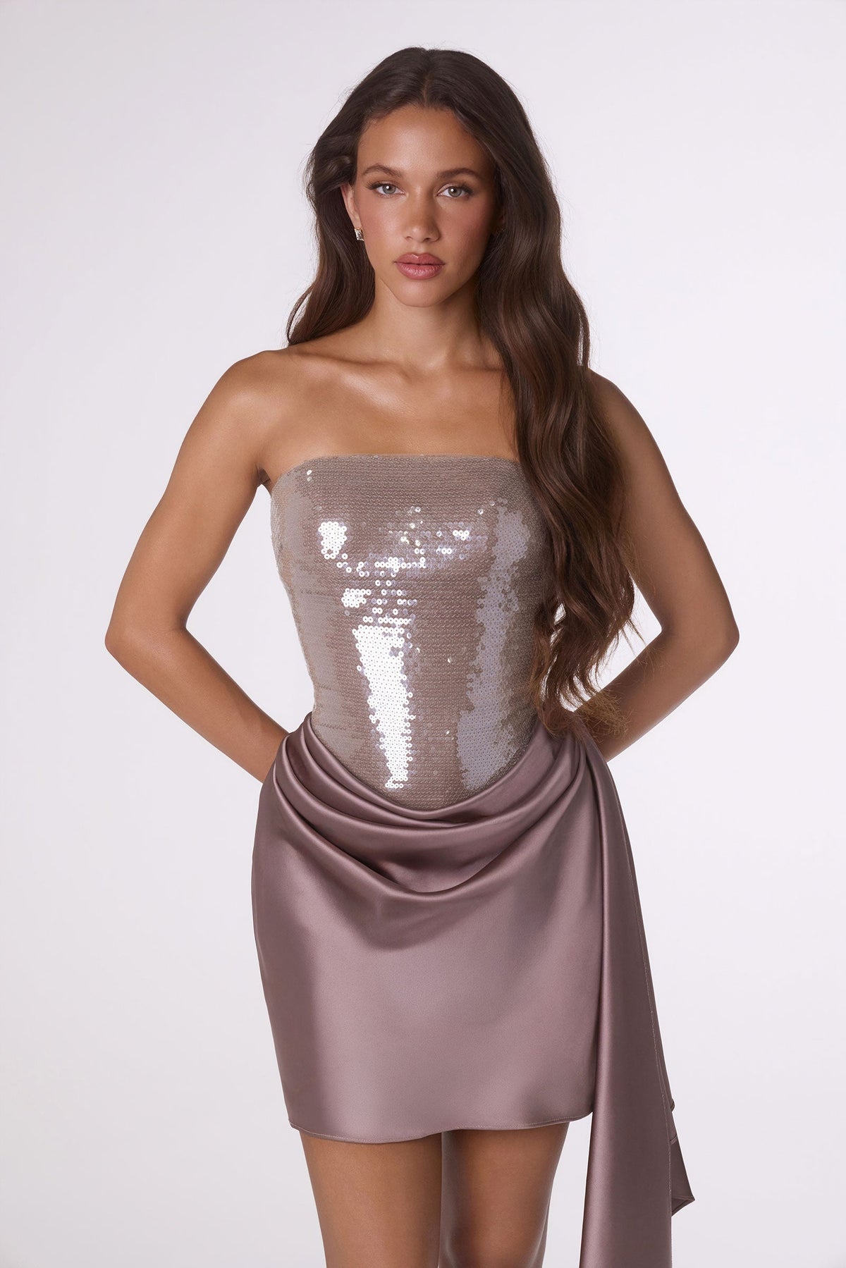 34T7 dress in Taupe