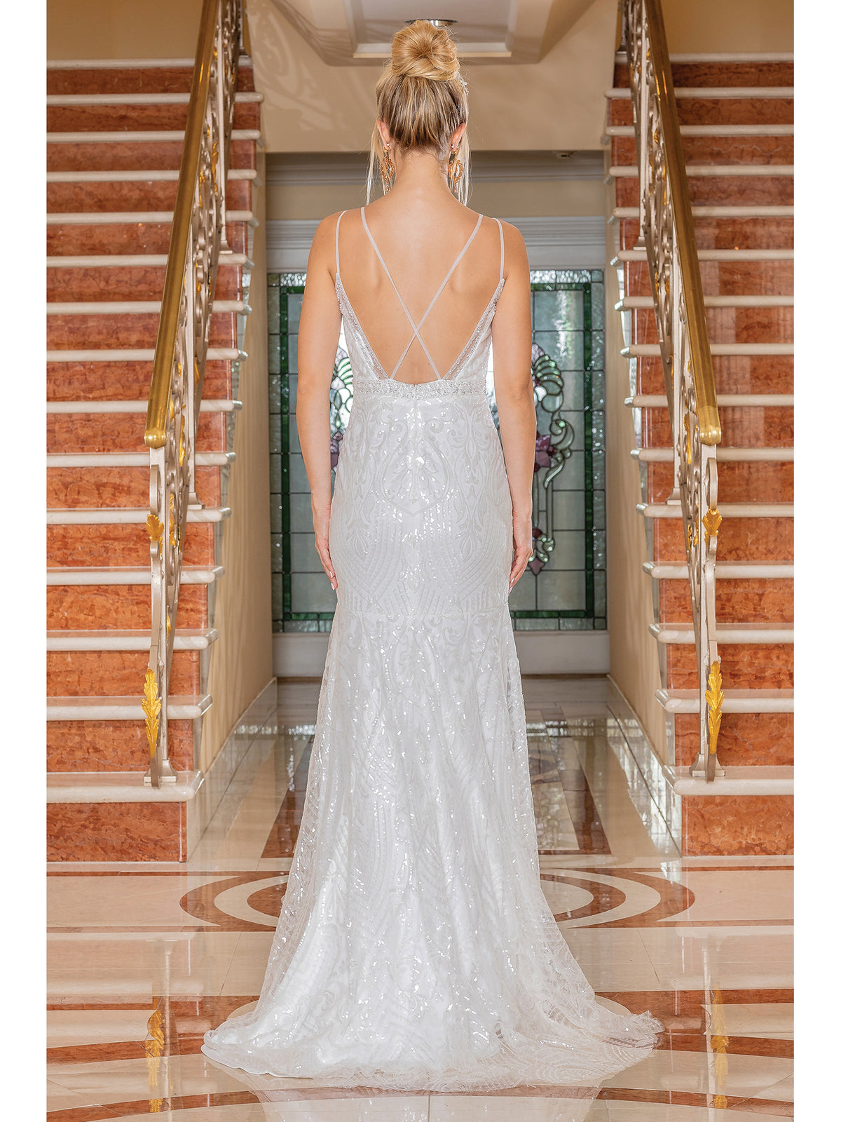 Dancing Queen 0219 wedding dress in off white, back view