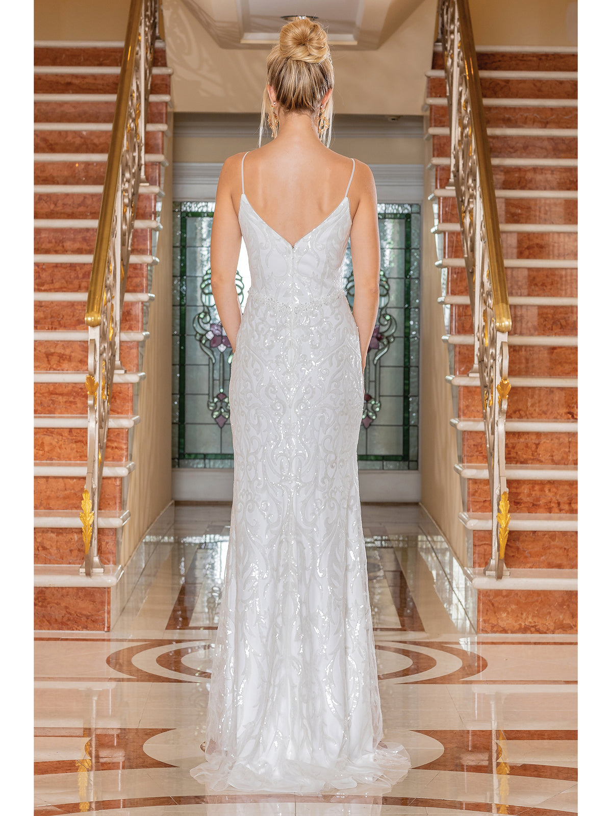 Dancing Queen 0221 wedding dress in off white, back view