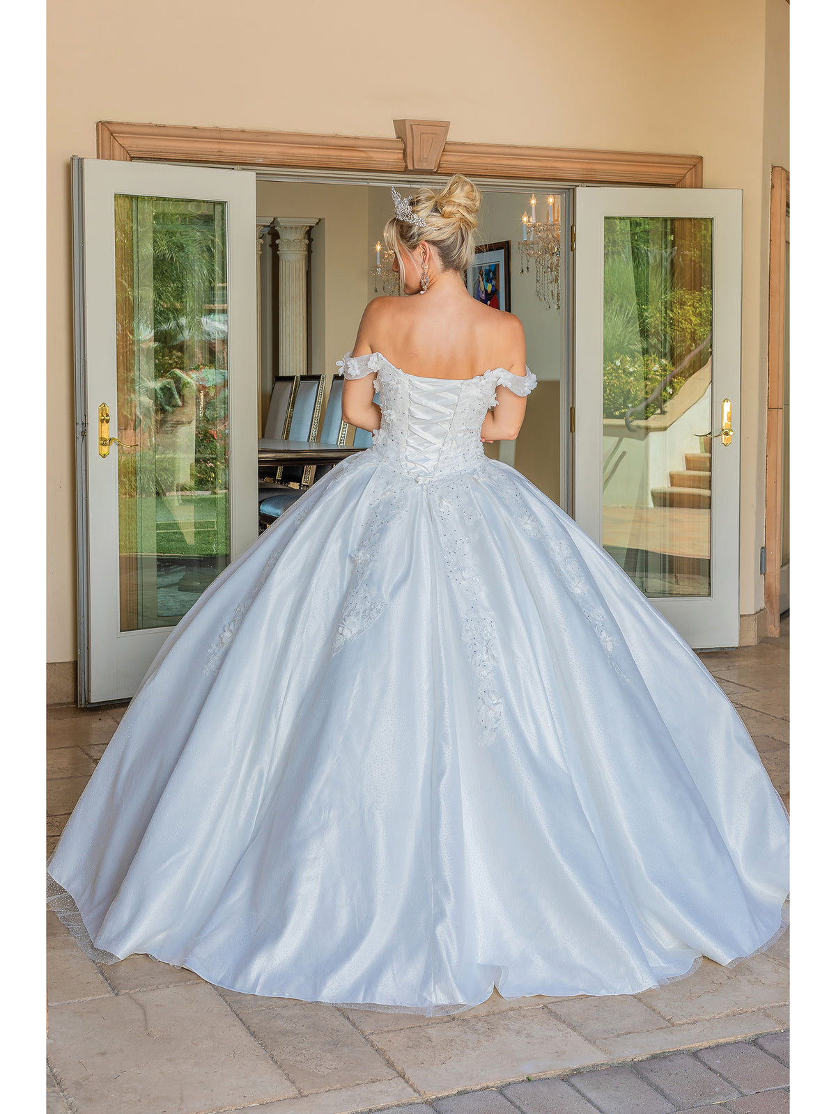 Dancing Queen 0239 wedding dress in off white, back view