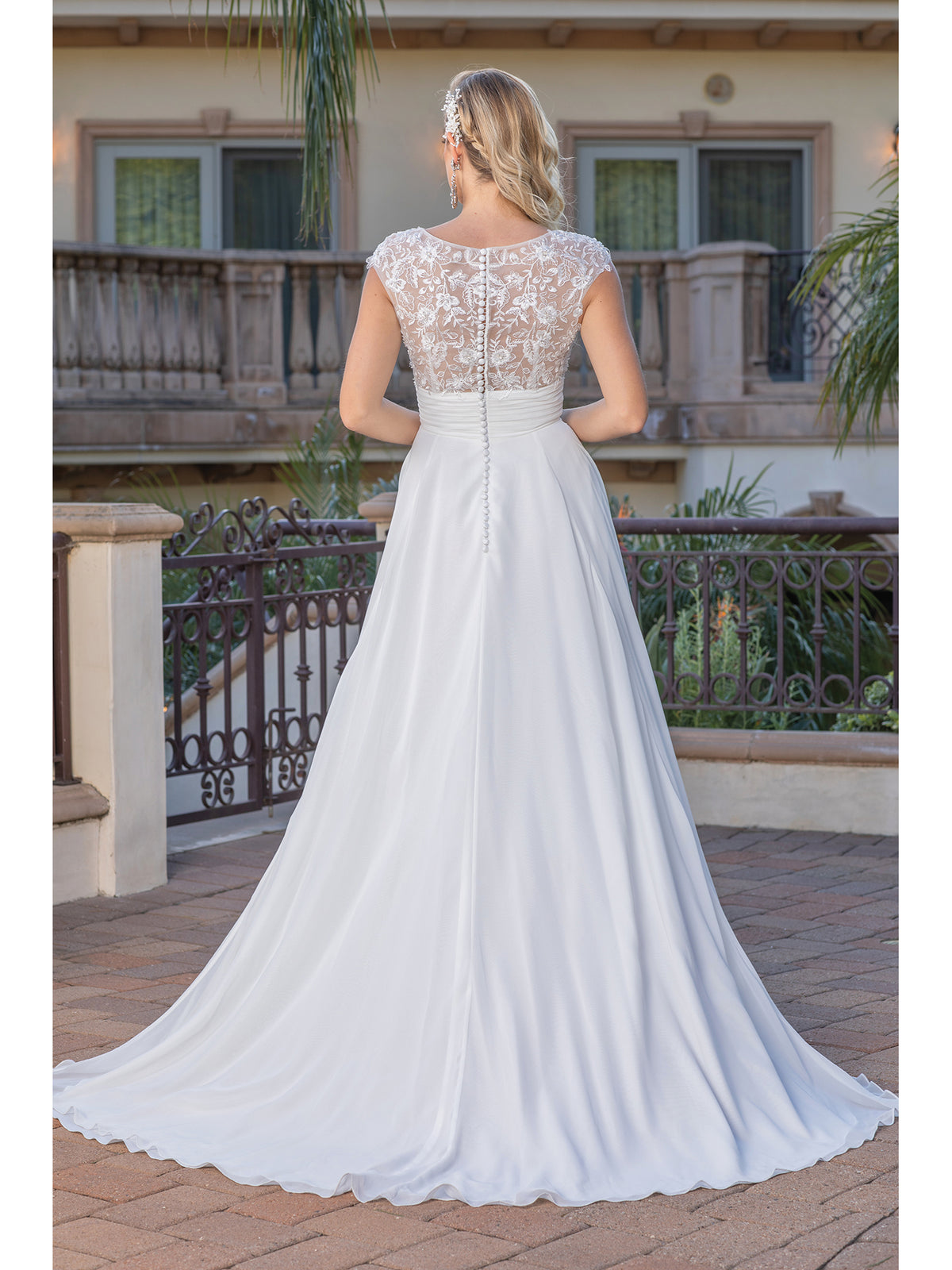 Dancing Queen 0249 wedding dress in off white, back view
