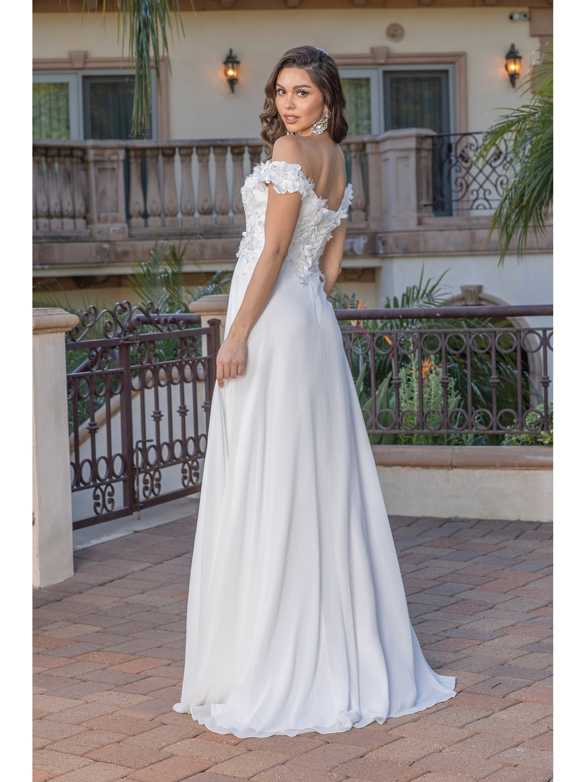 Dancing Queen 0261 wedding dress in off white, back view