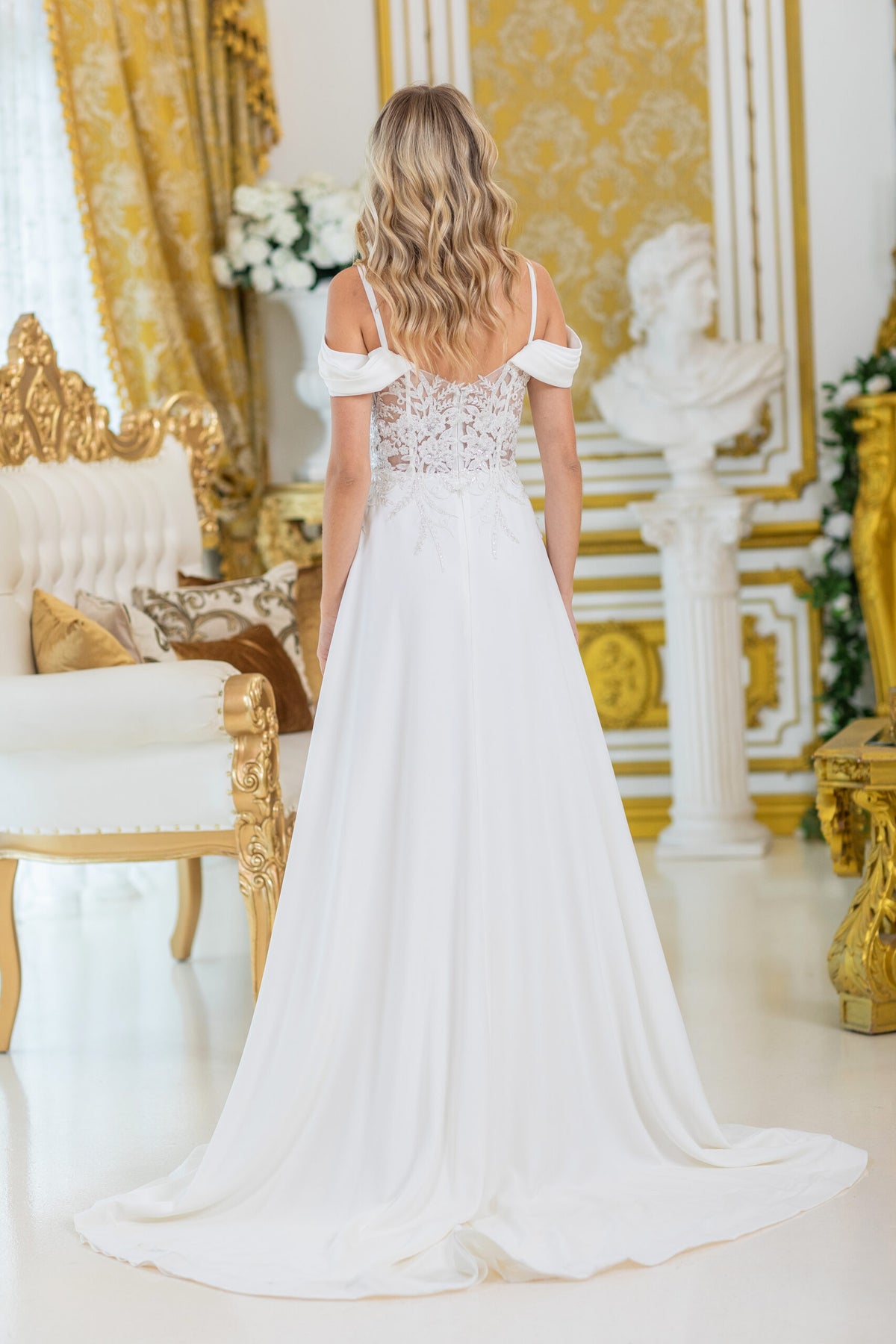 Dancing Queen 0284 wedding dress in off white, back view