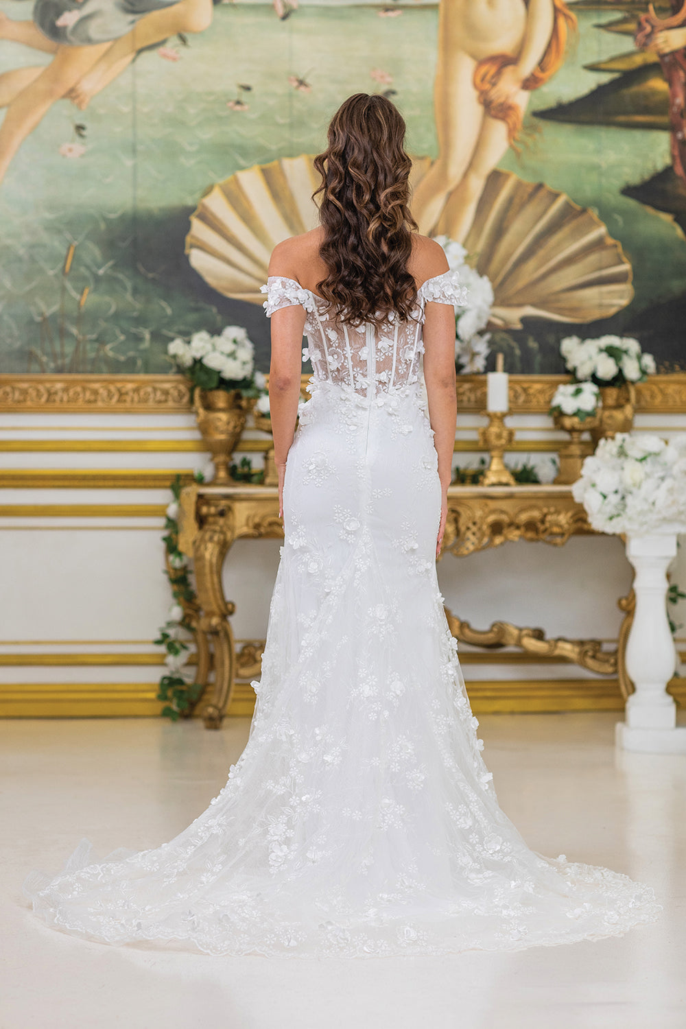 Dancing Queen 0285 wedding dress in off white, back view