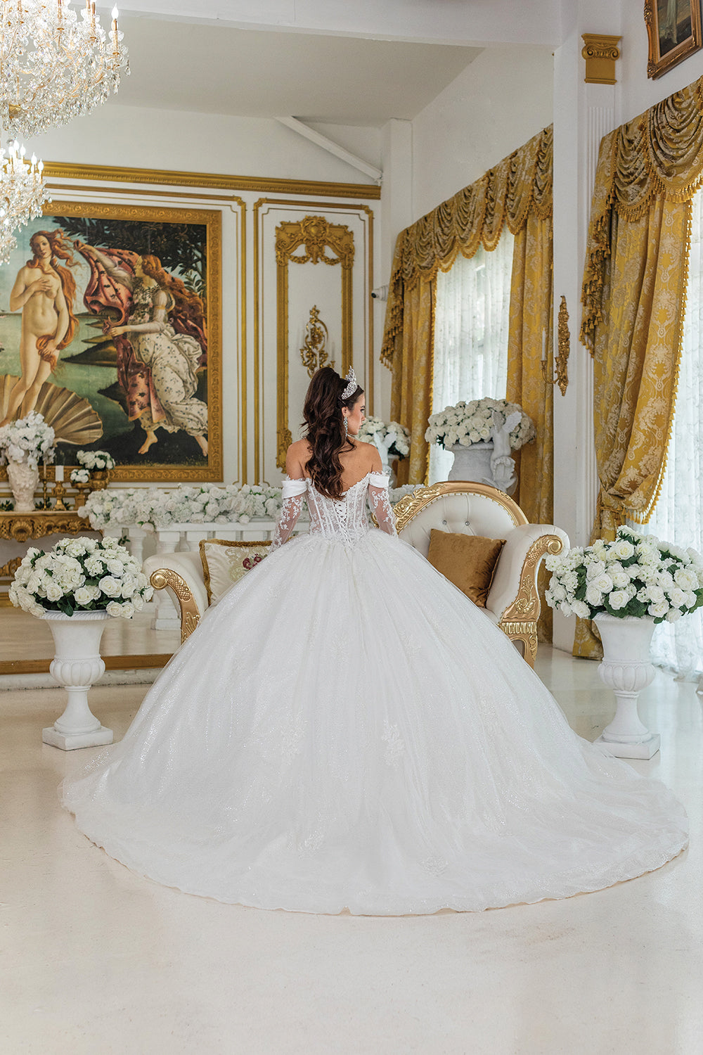 Dancing Queen 0292 wedding dress in off white, back view