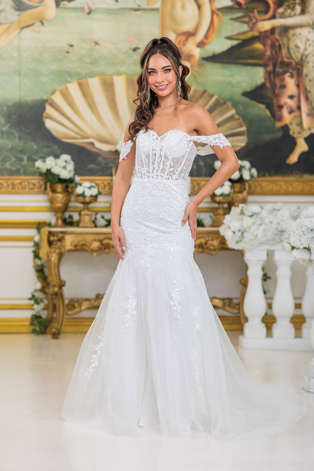 Dancing Queen 0296 wedding dress in off white, front view