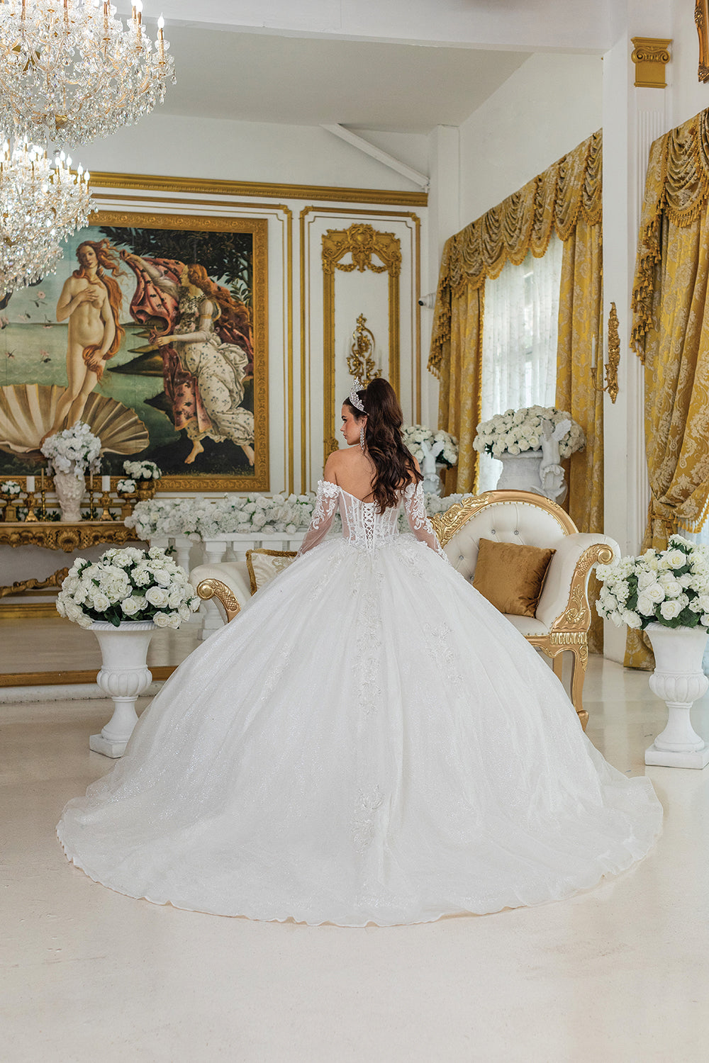 Dancing Queen 0300 wedding dress in off white, back view