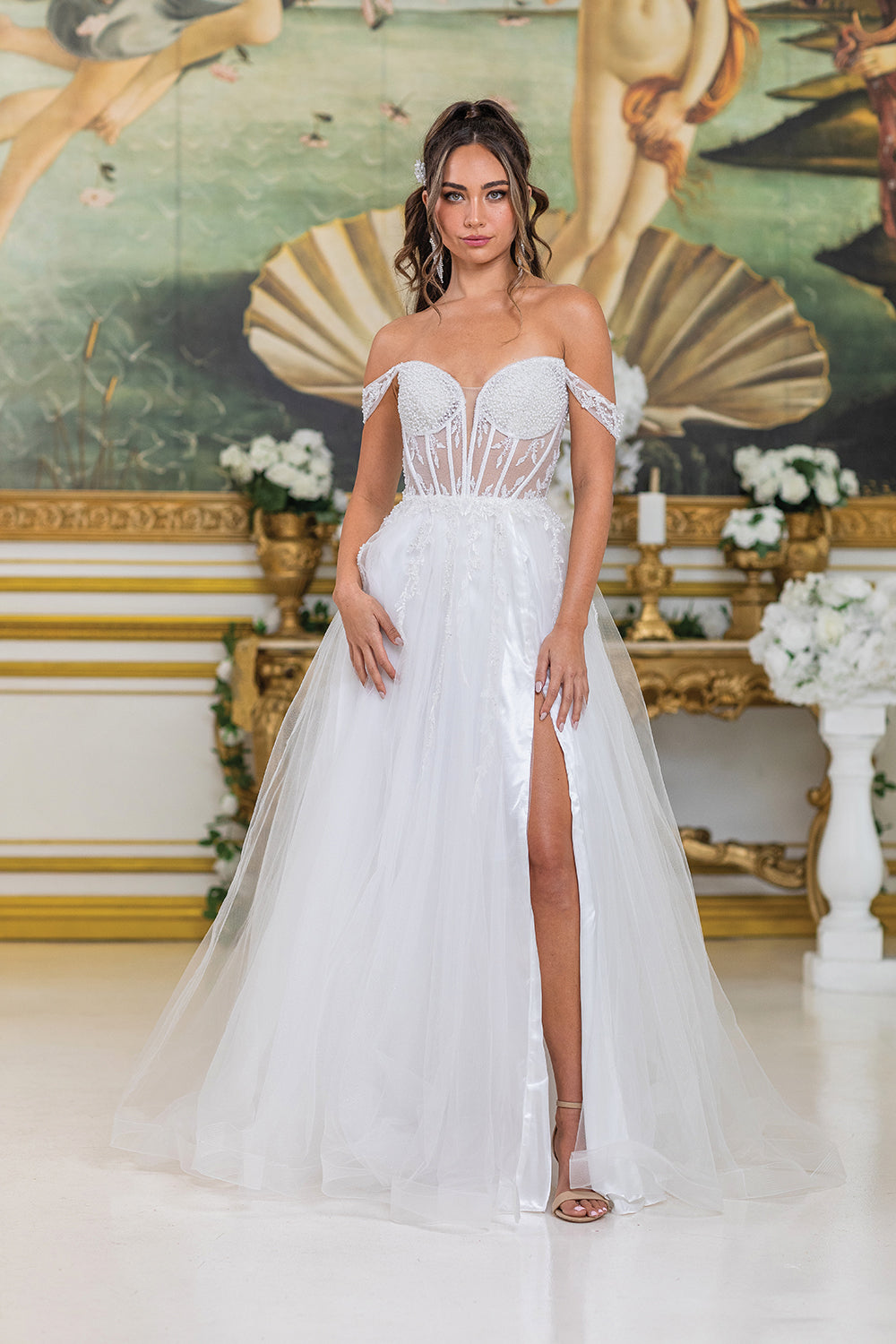 Dancing Queen 0307 wedding dress in off white, front view