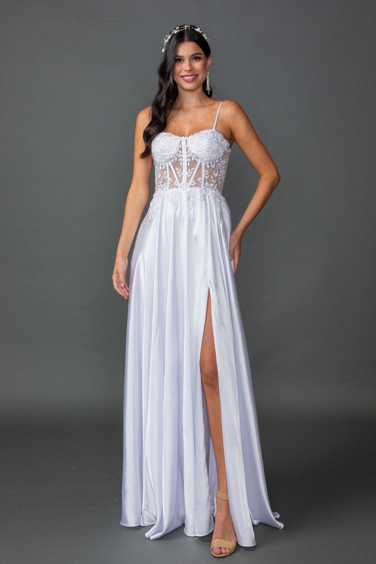 Dancing Queen 0310 wedding dress in white, front view