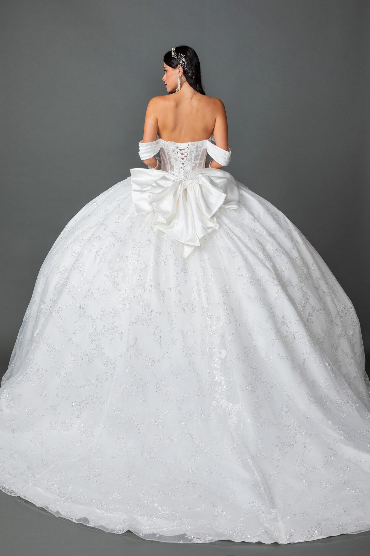 Dancing Queen 0322 dress in Off White, back view