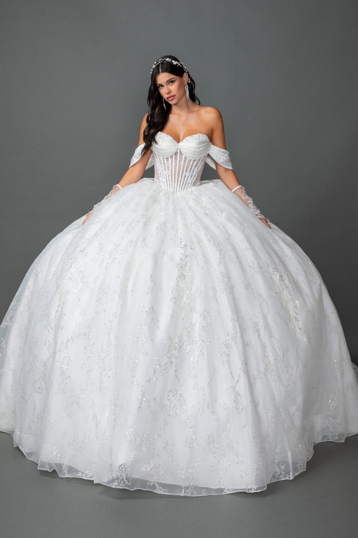 Dancing Queen 0322 dress in Off White, front view