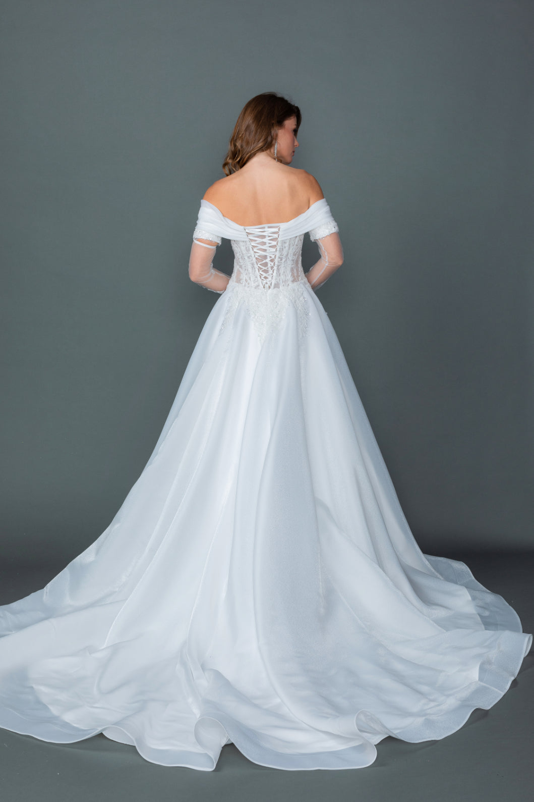 Dancing Queen 0327 dress in Off White, back view