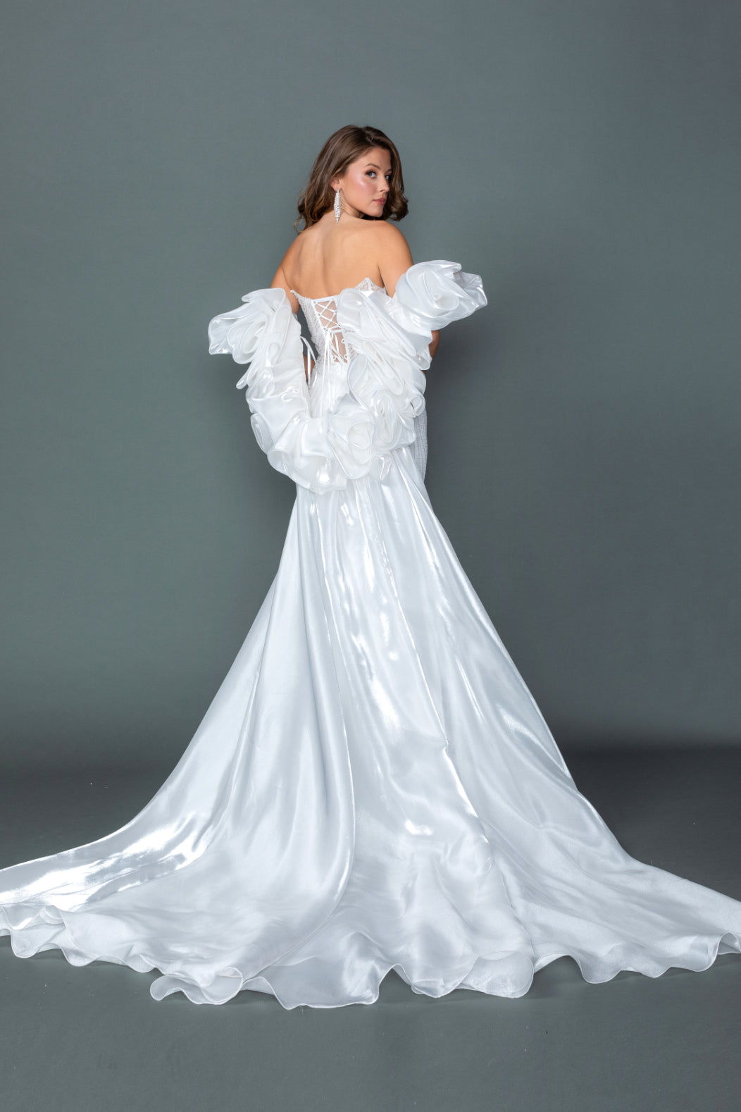 Dancing Queen 0328 wedding dress in off white, back view