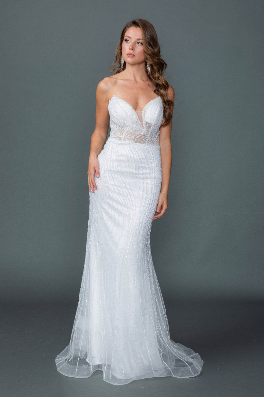 Dancing Queen 0328 wedding dress in off white, front view