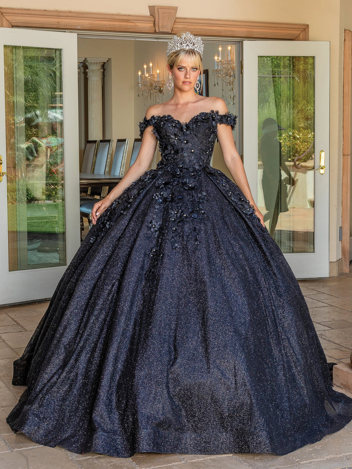 Dancing Queen 1527 quinceanera dress in black, additional view
