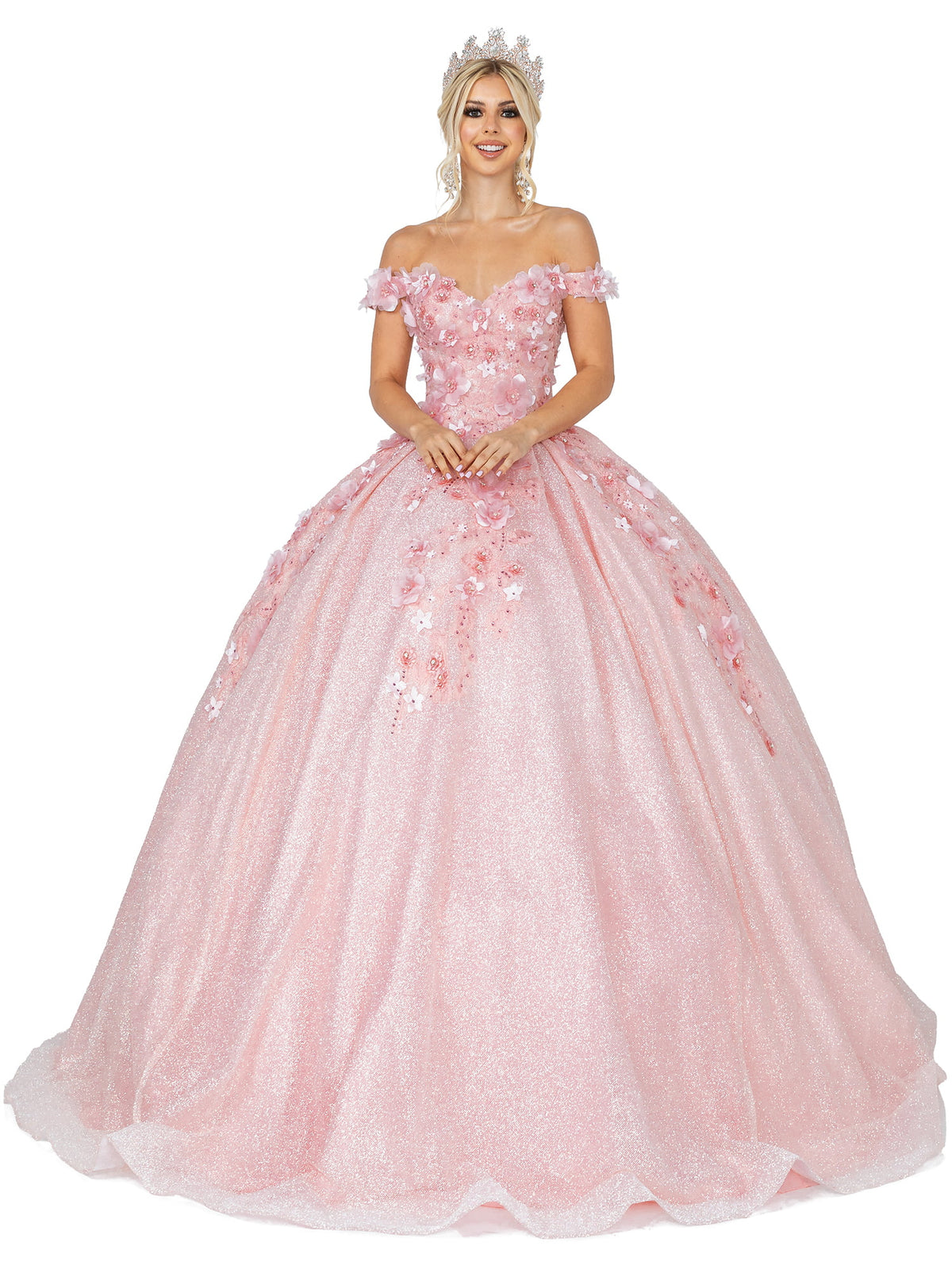 Dancing Queen 1527 quinceanera dress in blush, front view