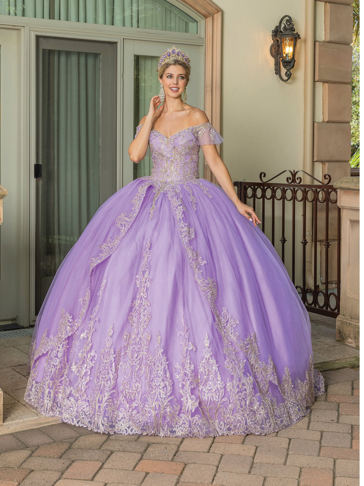 Dancing Queen 1615 quinceanera dress in lilac, front view