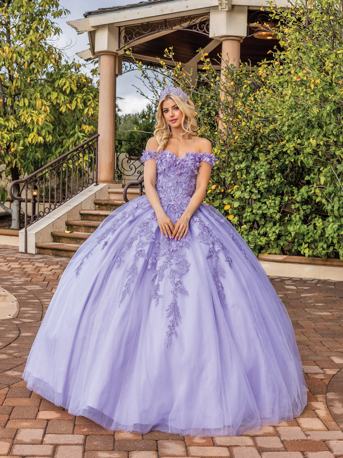 Dancing Queen 1620 quinceanera dress in lilac, front view