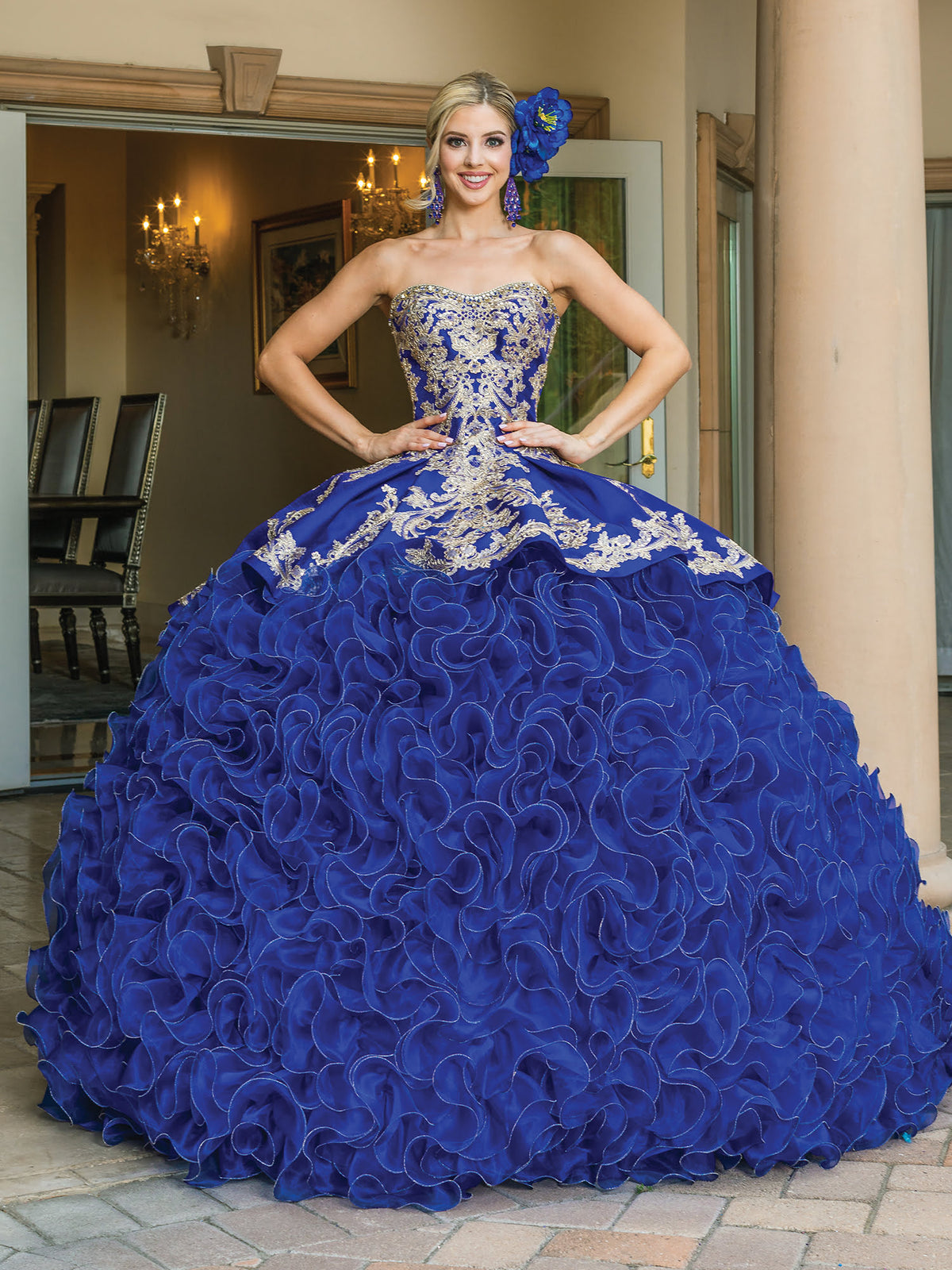 Dancing Queen 1634 quinceanera dress in royal blue, additional view