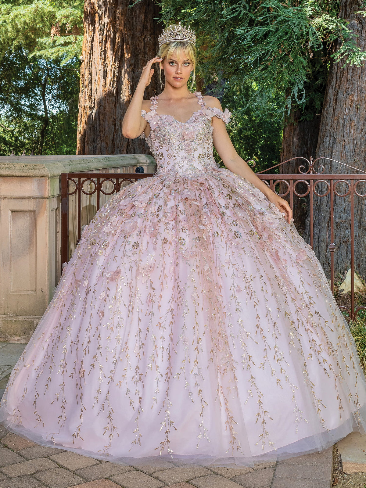 Dancing Queen 1640 quinceanera dress in blush, front view