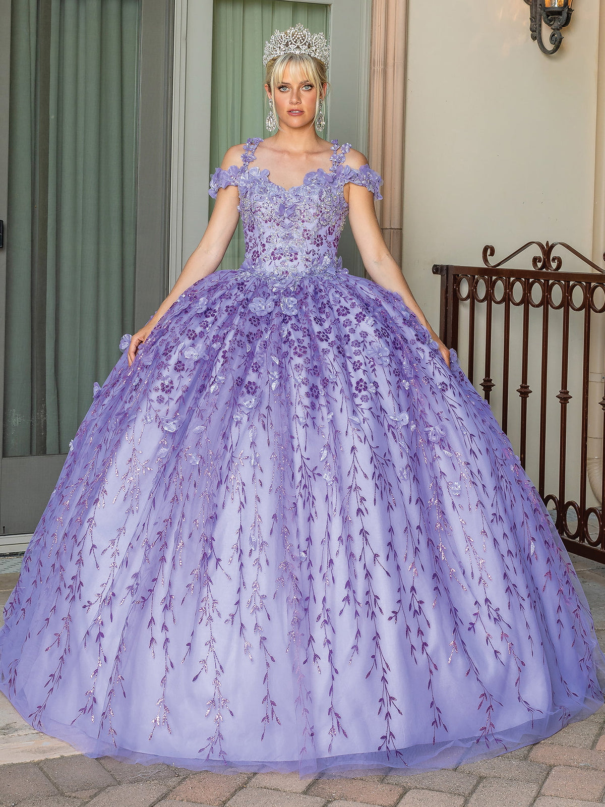 Dancing Queen 1640 quinceanera dress in lilac, front view