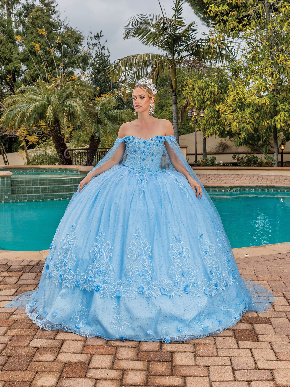 Dancing Queen 1676 quinceanera dress in bahama blue, additional view