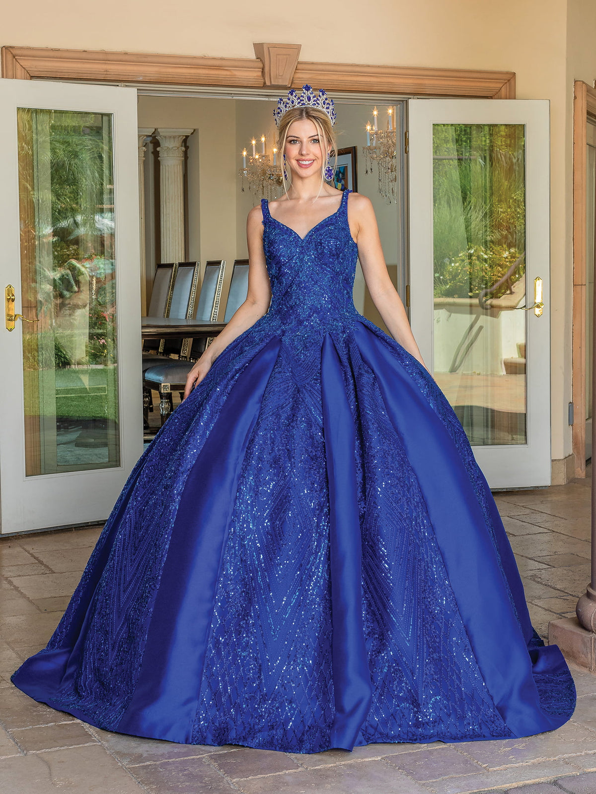 Dancing Queen 1680 quinceanera dress in royal blue, additional view