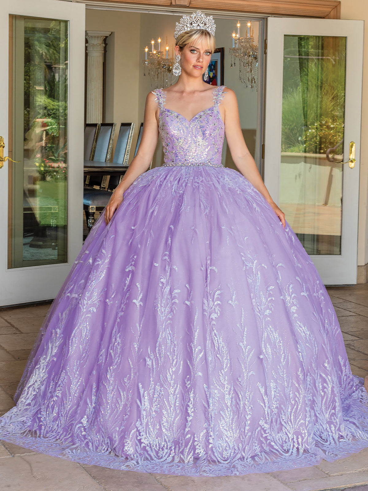 Dancing Queen 1685 quinceanera,sale dress in lilac, front view