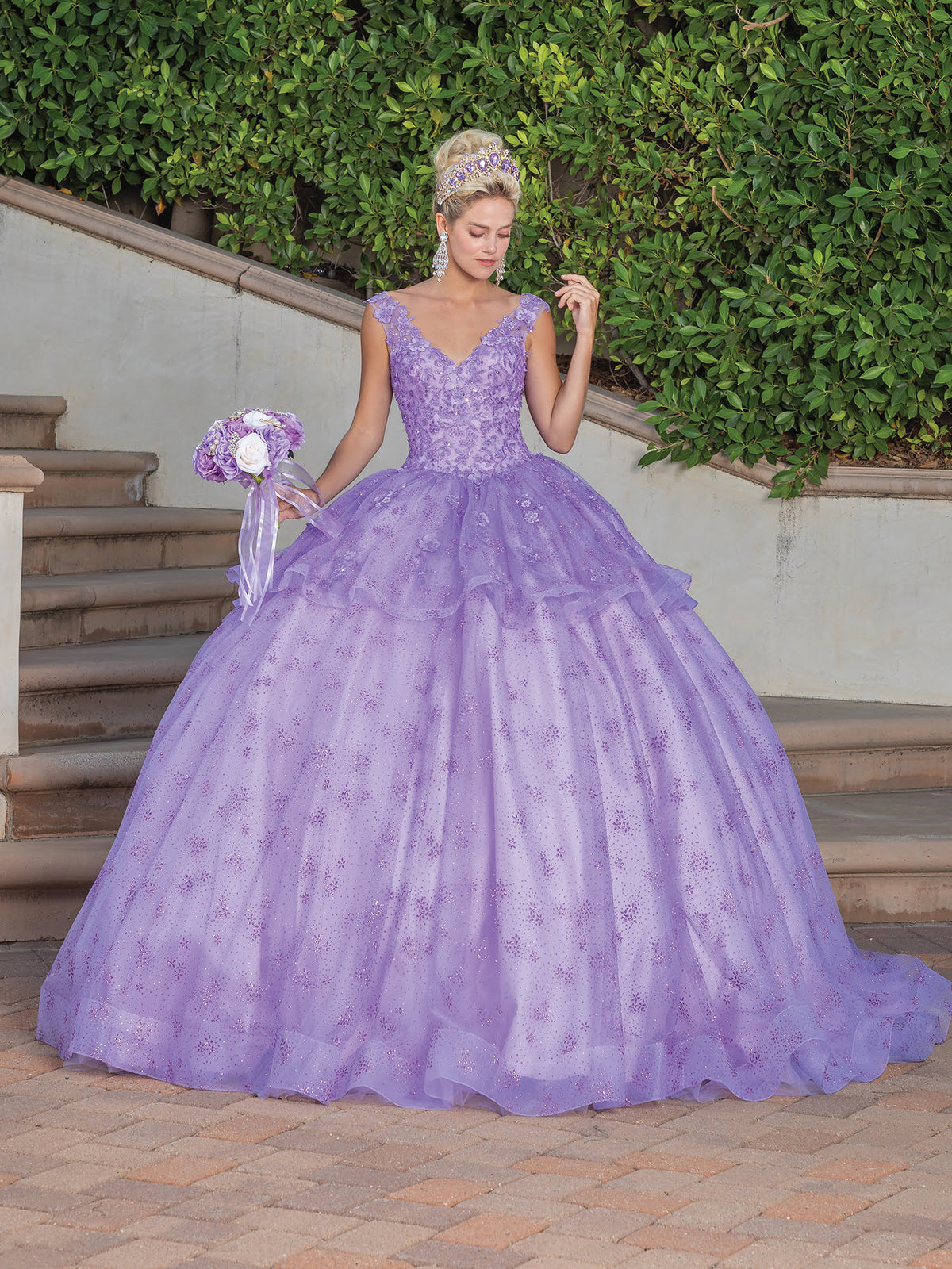 Dancing Queen 1702 quinceanera dress in lilac, front view