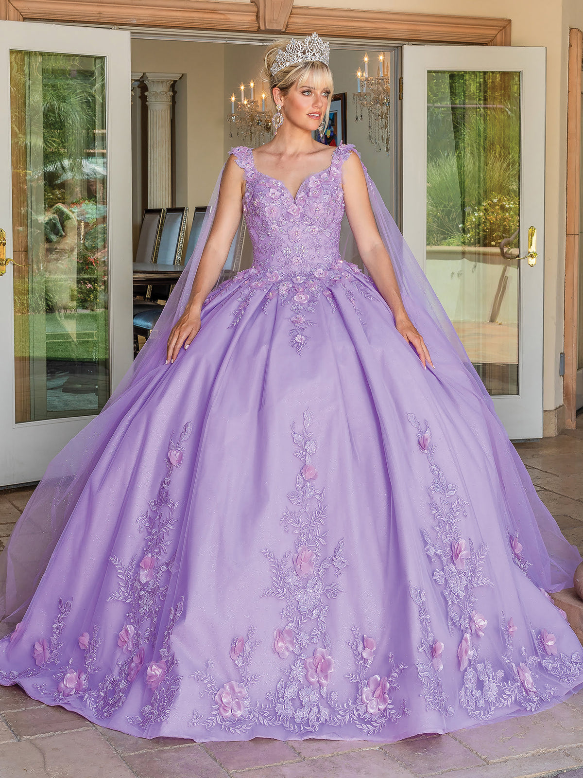 Dancing Queen 1716 quinceanera dress in lilac, front view