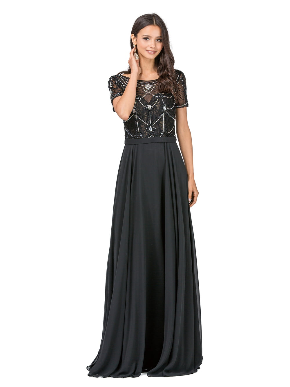Dancing Queen 2067 prom dress in black, front view