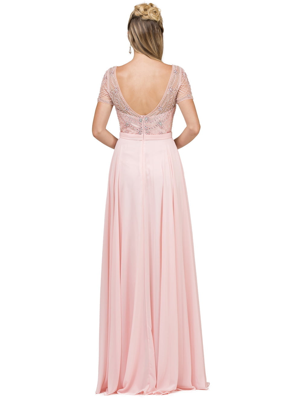 Dancing Queen 2067 prom dress in blush, back view